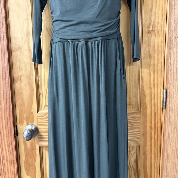 NWOT, Lascana Sz 8 Olive Green On Or Off Shoulder Dress With Pockets & Ruching - Picture 10 of 16
